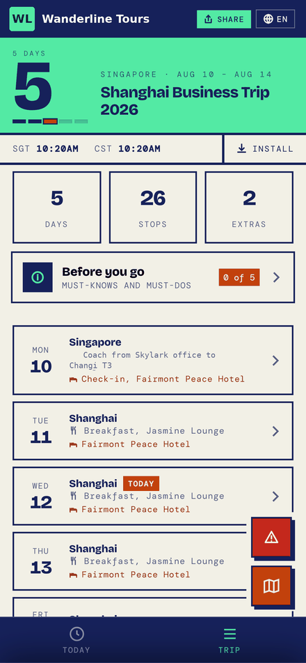 The same Journee tour app shown in a second agency's green brand